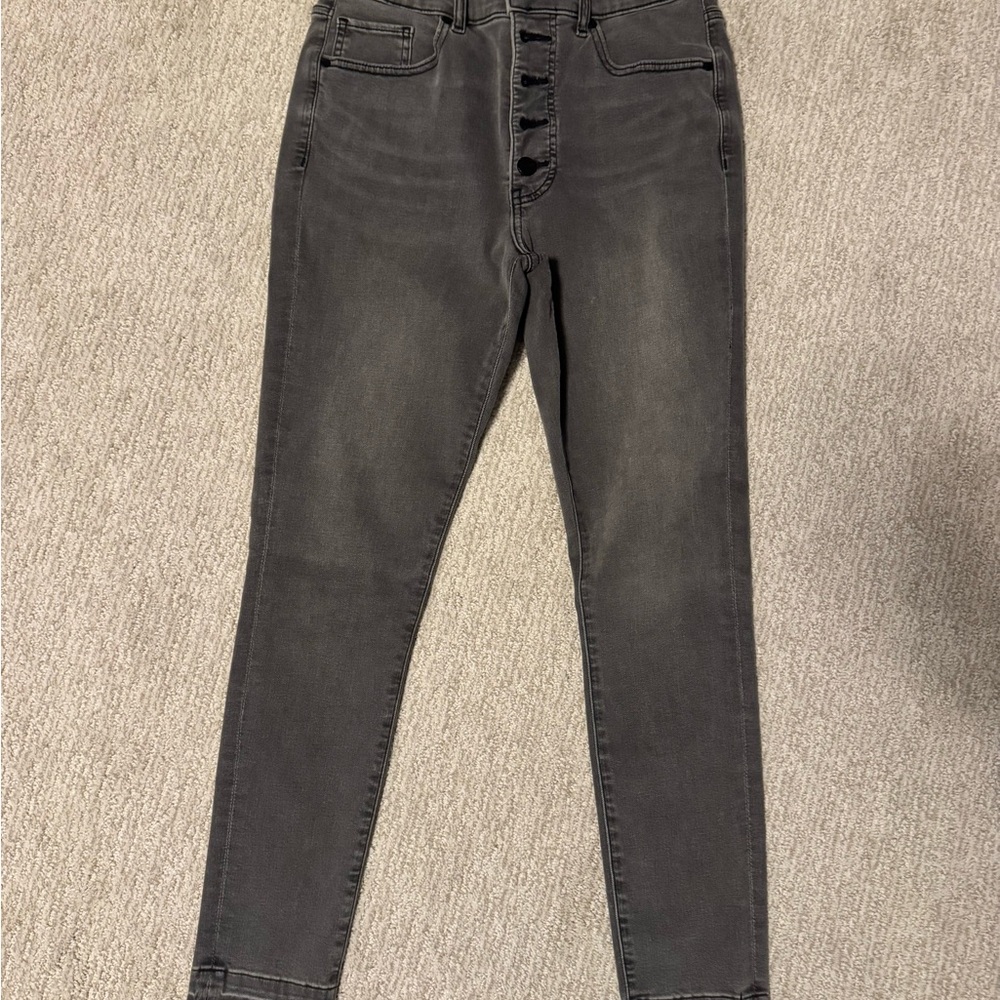 High-Waisted Gray Skinny Jeans